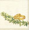 Serviette papier motif mariage 2 alliances et fleurs