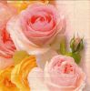 Serviette papier roses jaune et rose 33 cm X 33 cm 3 plis