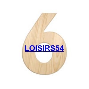 Chiffre en bois 1,85 cm N° 6 - lot de 5 pieces
