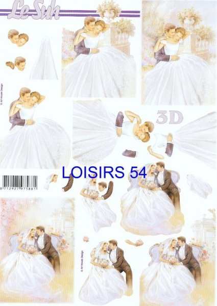 Feuille 3D mariage et costume