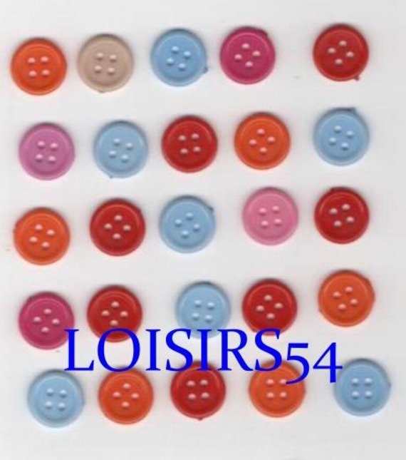 Lot de 25 boutons couleurs clairs et rouge de 13 mm pour la couture