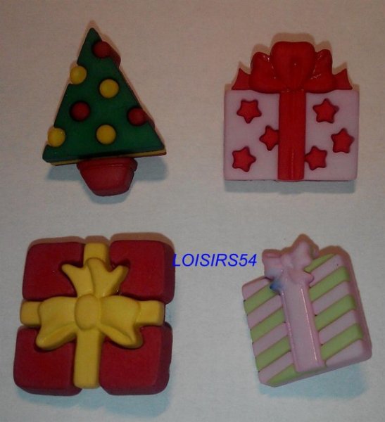 Lot de 4 boutons cadeaux résine plastique de 20 mm pour la couture