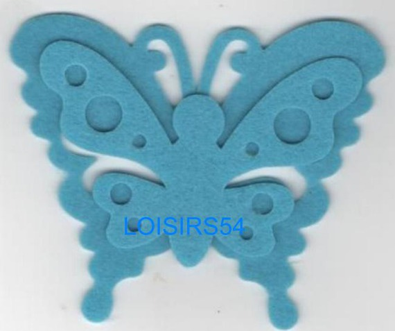 Papillon feutrine bleu 100 mm x 60 mm