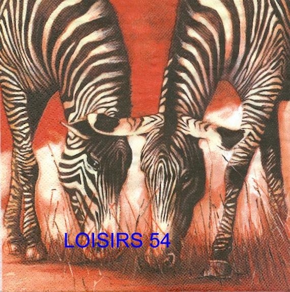 Serviette papier Animaux Afriques 2 Zébres.
