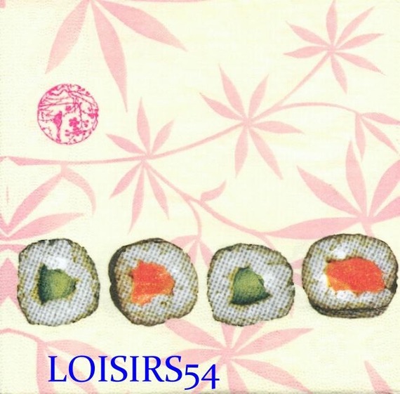 Serviette papier Asie et poissons 33 cm x 33 cm