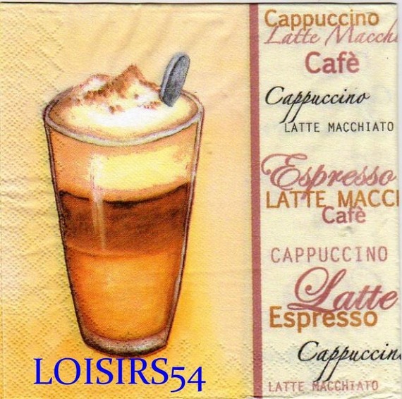 Serviette papier café et cappuccino 33 cm x 33 cm