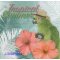 Serviette papier perroquet et fleurs - 33 cm x 33 cm