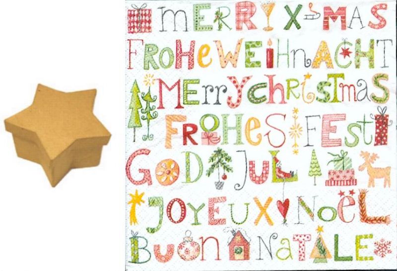 Boite carton Etoile 80 mm x 50 mm + joyeux Noel