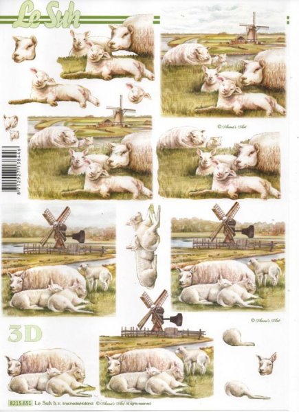 Feuille 3D moutons pour découpage