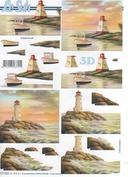 Feuille 3D phare et mer