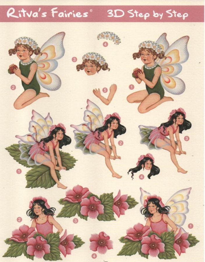 Feuilles 3D fées et fleurs