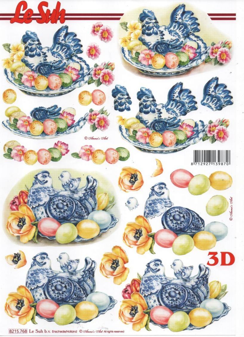 Feuilles 3D poule et Paques