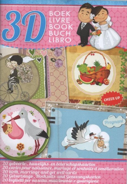 Livre 20 cartes 3D mariage, naissance,
