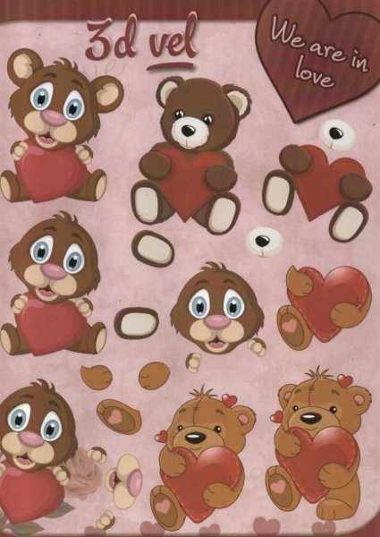 Ousons et coeur feuille 3D