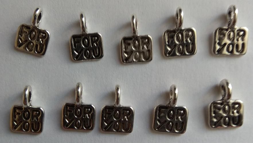 Pendentifs Breloque métal motif for you  10 mm pour bracelet lot de 10 pièces