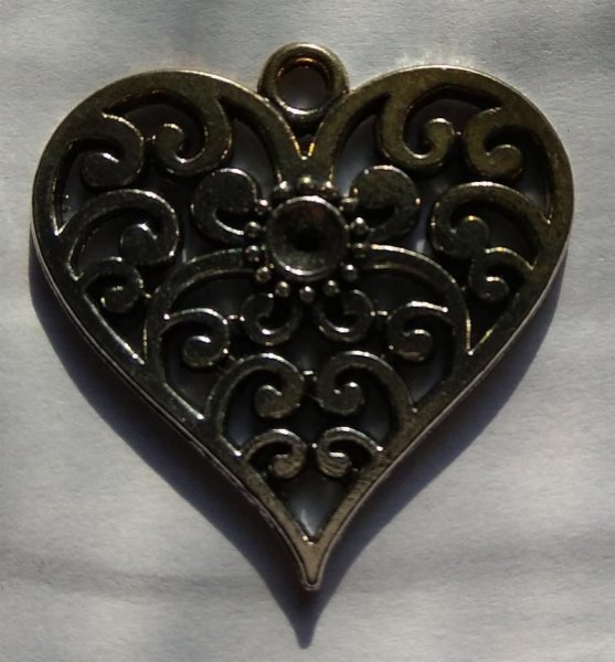 Pendentifs coeur Breloque métal strass 25 mm pour bracelet lot de 5 pièces