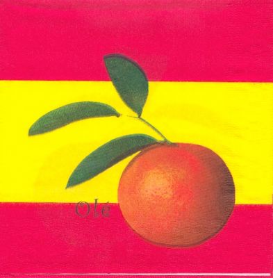 Serviette Espagne motif fruits 33 cm X 33 cm 3 plis