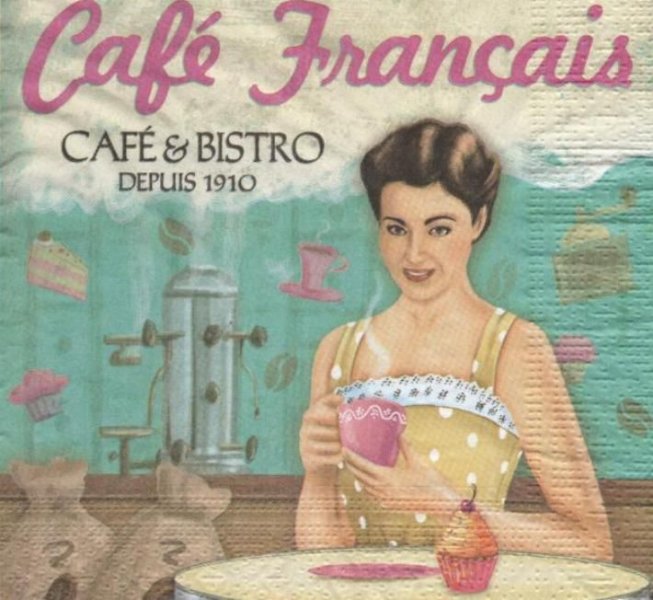 Serviette papier Café français de 33 cm X 33 cm 3 plis