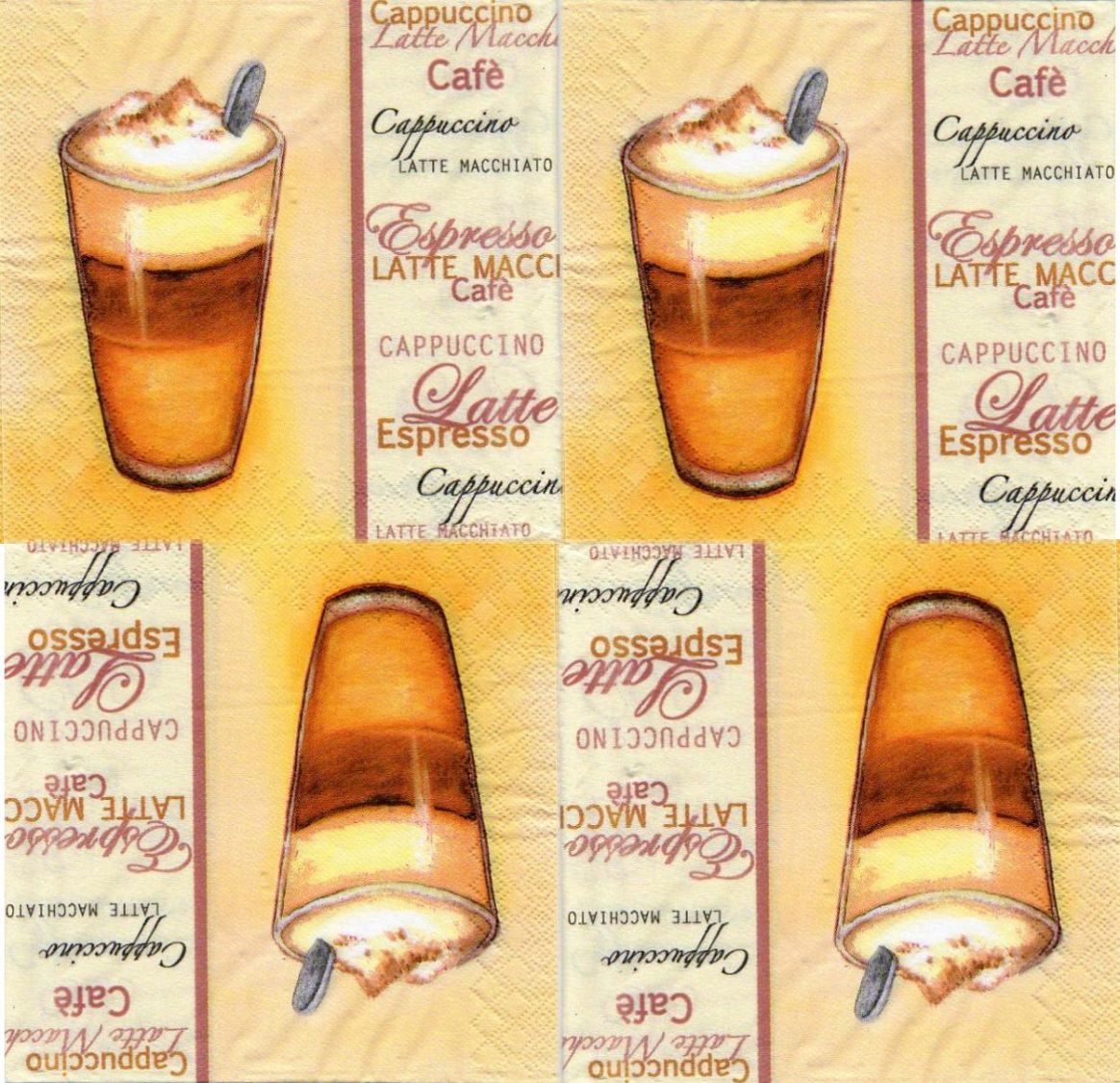 Serviette papier Café et Cappuccino de 33 cm X 33 cm 3 plis