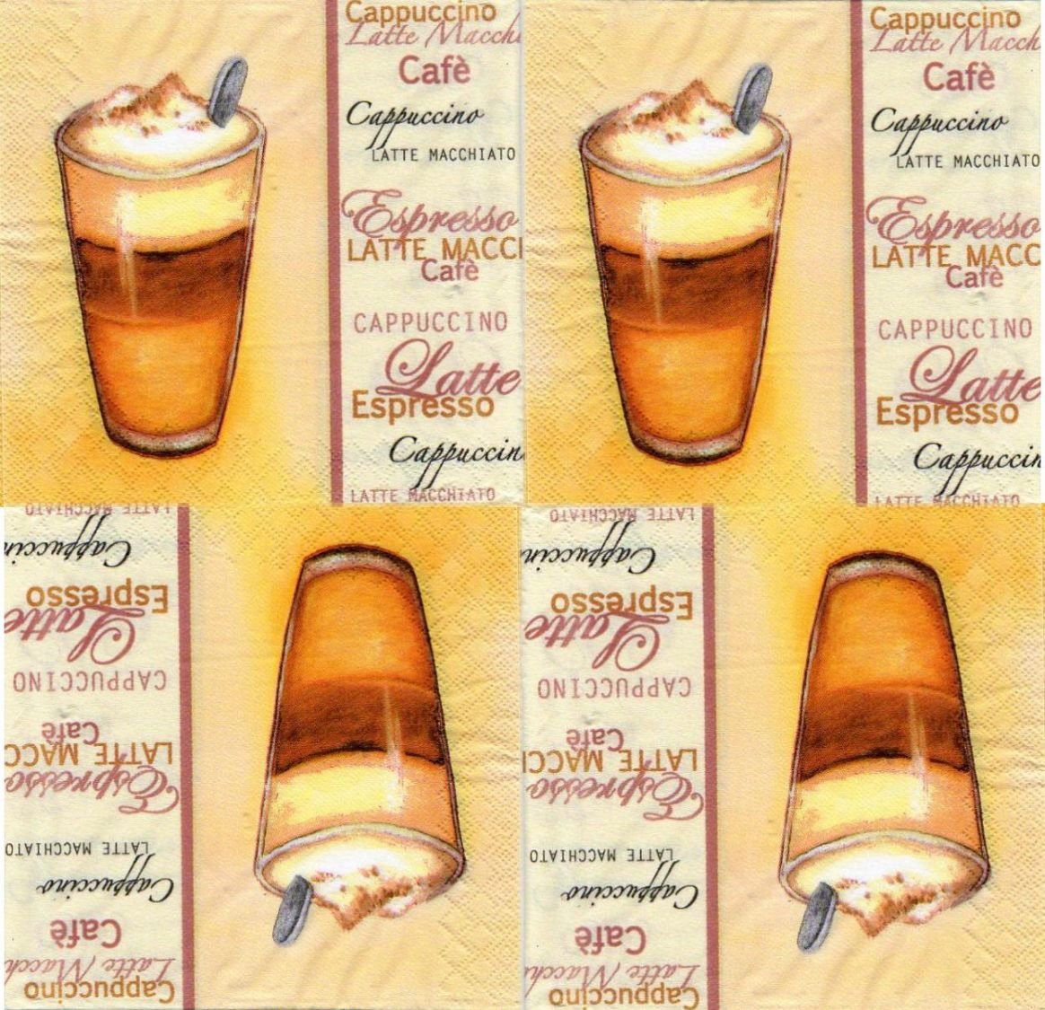 Serviette papier Café et Cappuccino de 33 cm X 33 cm 3 plis