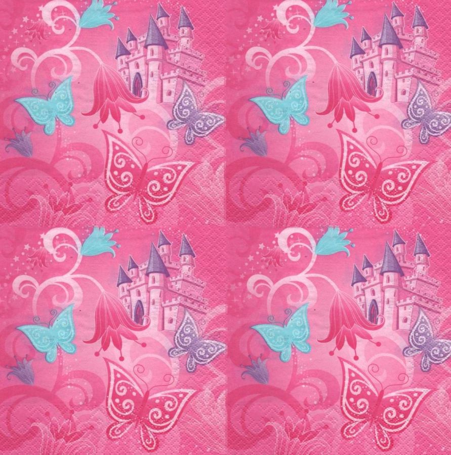 Serviette papier chateau de Princesse 33 cm X 33 cm 2 plis