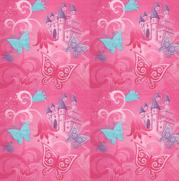 Serviette papier chateau de Princesse 33 cm X 33 cm 2 plis