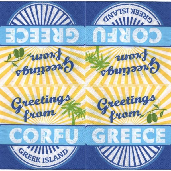 Serviette papier Corfou Grèce  33 cm X 33 cm 3 plis 