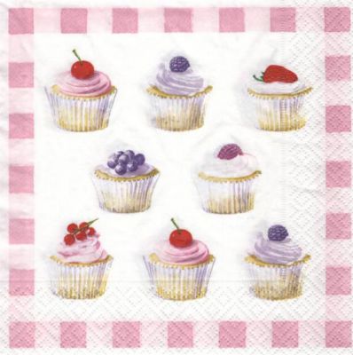 Serviette papier cupcakes aux fruits 33 cm X 33 cm 3 plis