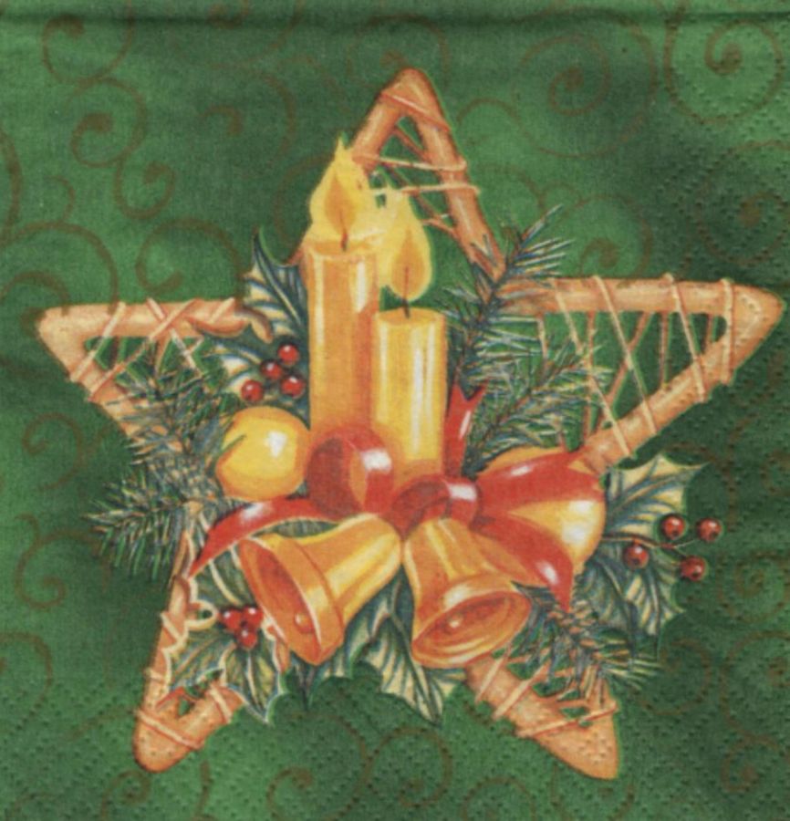 Serviette papier etoile et bougie de Noël