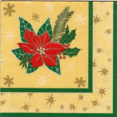 Serviette papier fleurs rouge de 40 cm X 40 cm 3 plis