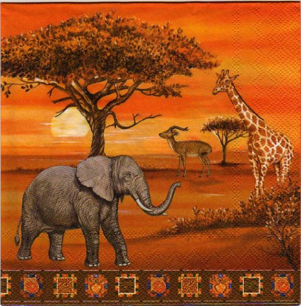 Serviette papier girafe et antilope 33 cm X 33 cm 3 plis
