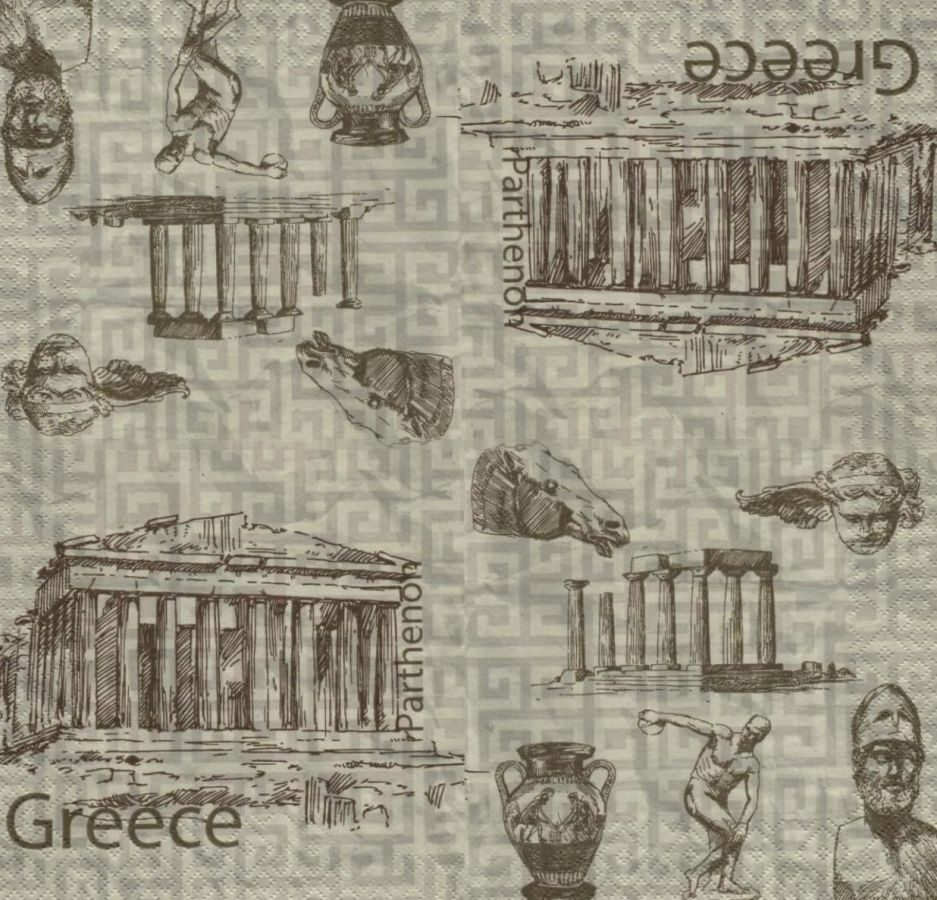 Serviette papier la Grèce Parthénon 33 cm X 33 cm 3 plis 