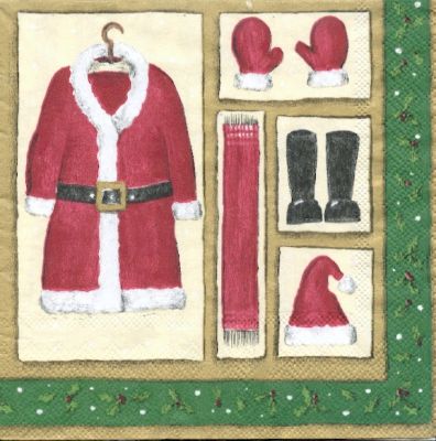 Serviette papier Habit de Père Noël 33 cm X 33 cm 3 plis
