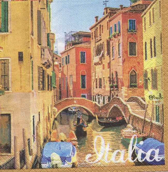 Serviette papier Italia et Venise 33 cm X 33 cm 3 plis 