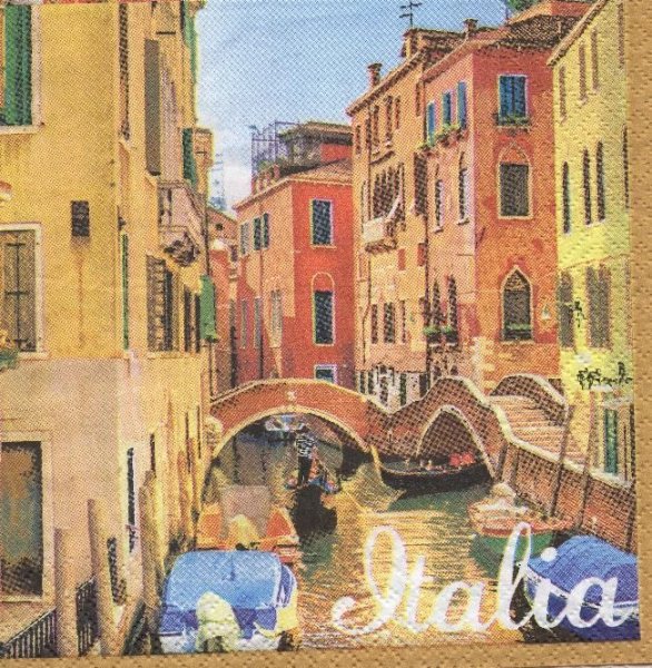 Serviette papier Italia et Venise 33 cm X 33 cm 3 plis 