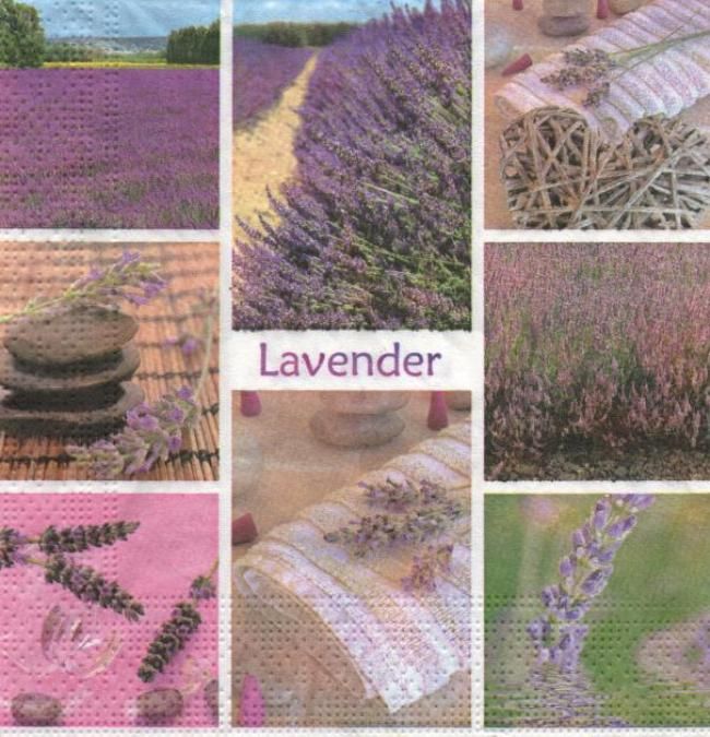 Serviette papier lavande et fleurs 33 cm X 33 cm 3 plis