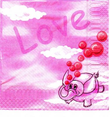 Serviette papier Love Eléphant 33 cm X 33 cm 3 plis
