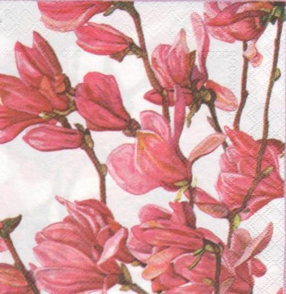 Serviette papier magnolia fleurs 25 cm X 25 cm 3 plis