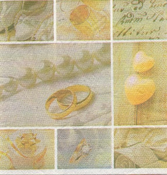 Serviette papier mariage 2 alliances et coeur 33 cm x 33 cm