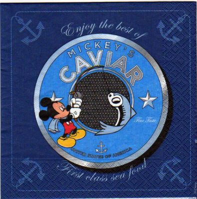 Serviette papier Mickey à la pêche  33 cm X 33 cm 3 plis