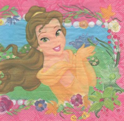 Serviette papier motif 2 Princesses de 33 cm X 33 cm 2 plis