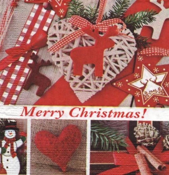 Serviette papier Noël et coeur 33 cm X 33 cm 3 plis