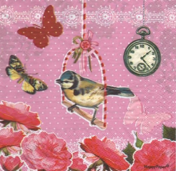 Serviette papier Oiseau et papillon 33 cm X 33 cm 3 plis