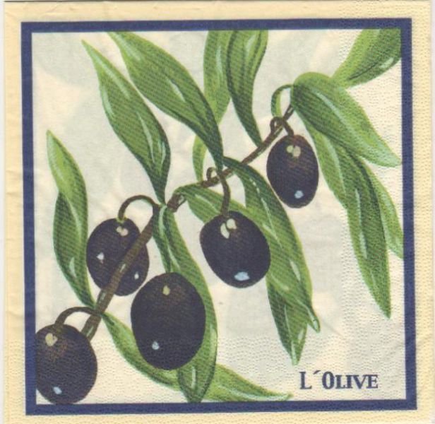 Serviette papier l'olive noire de 33 cm X 33 cm 3 plis