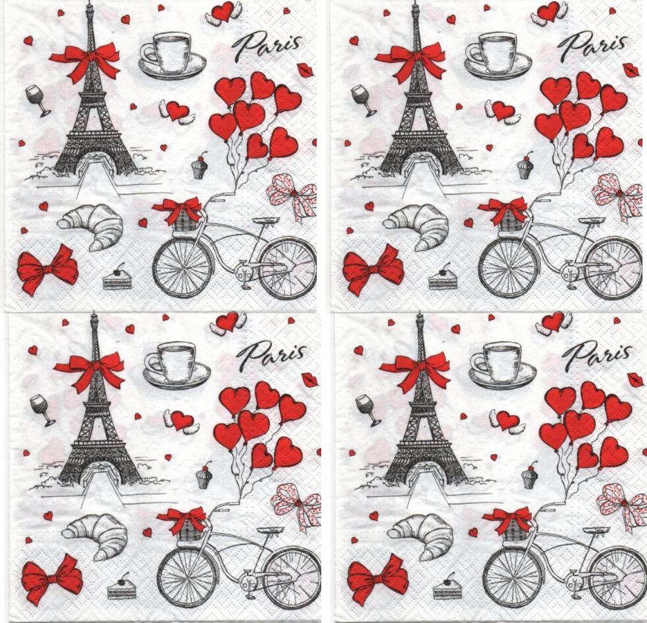Serviette papier Paris et amour 33 cm X 33 cm 3 plis