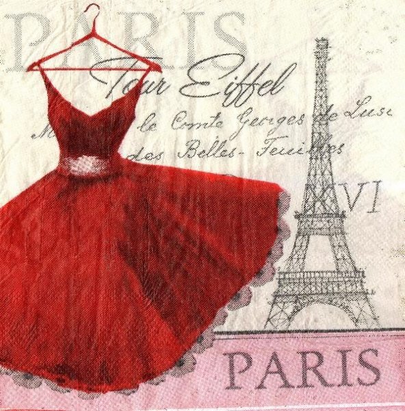 Serviette papier Paris et robe  33 cm X 33 cm 3 plis