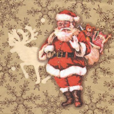 Serviette papier Père Noël et jouets 33 cm X 33 cm 3 plis