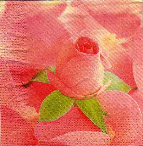 Serviette papier rose et feuilles 33 cm X 33 cm 3 plis