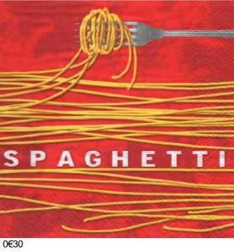 Serviette papier spaghetti et Italie - 33 cm x 33 cm