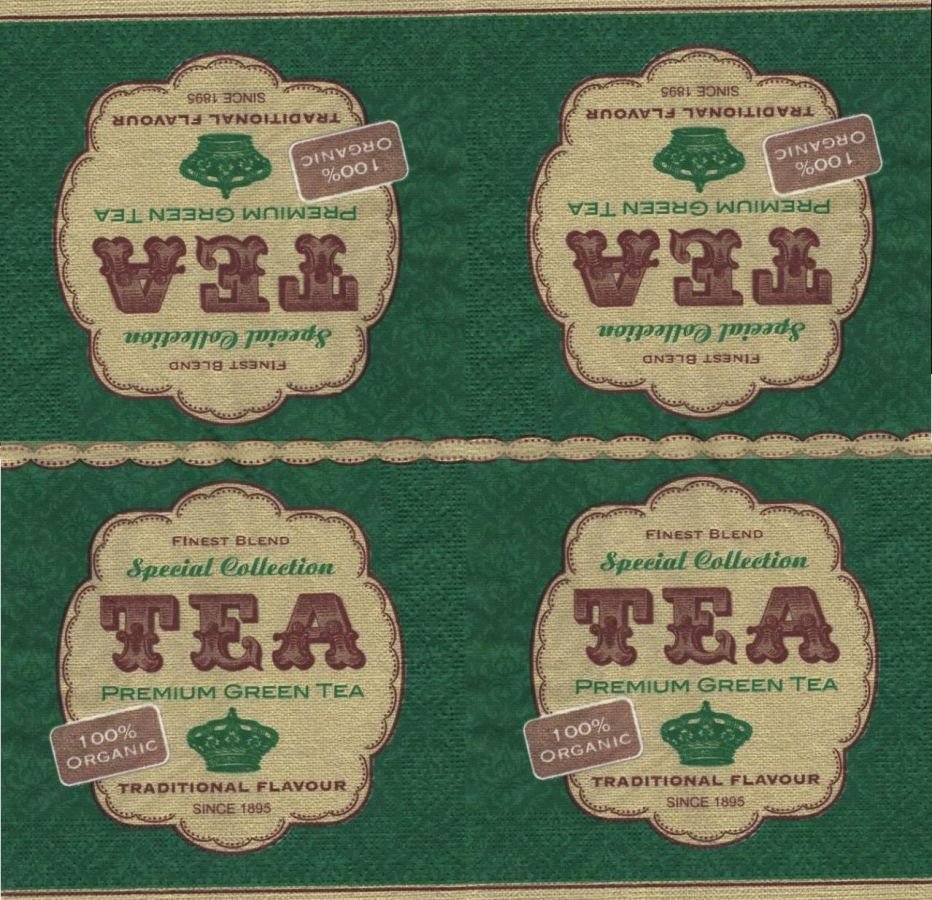 Serviette papier thè vert 33 cm X 33 cm 3 plis